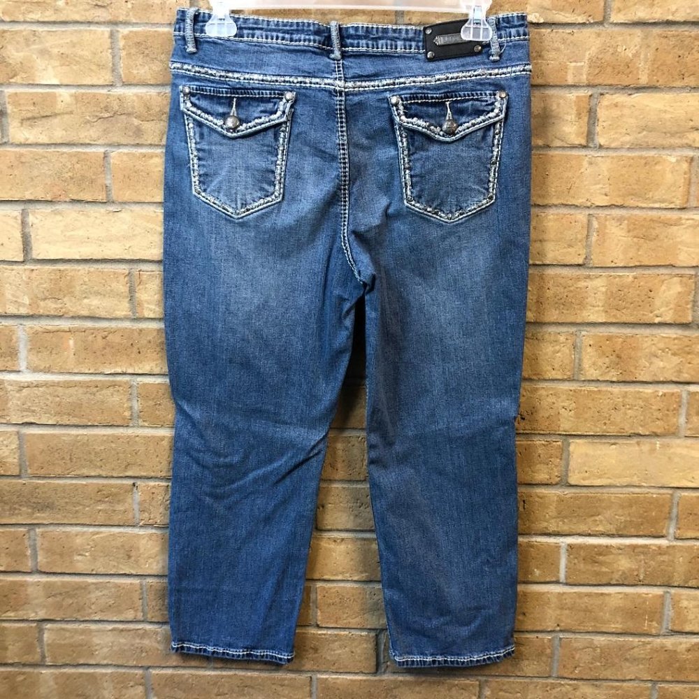 TRU LUXE Jeans Blue Rhinestone Embellished Bling Stretch Size 33/16